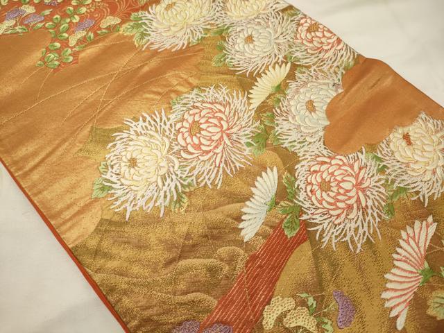平和屋着物◎六通柄袋帯 唐織 乱菊 金糸 正絹 逸品 CABG5955oy