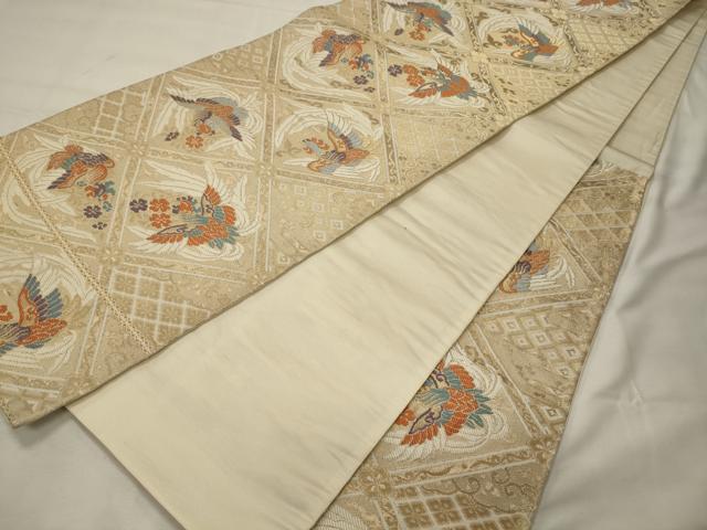 平和屋着物◎六通柄袋帯 瑞鳥鳳凰文 金糸 正絹 逸品 CABG5964oy