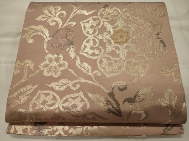 平和屋着物◎六通柄 京袋帯 正倉院花唐草文 金銀糸 正絹 逸品 CABG5974oy