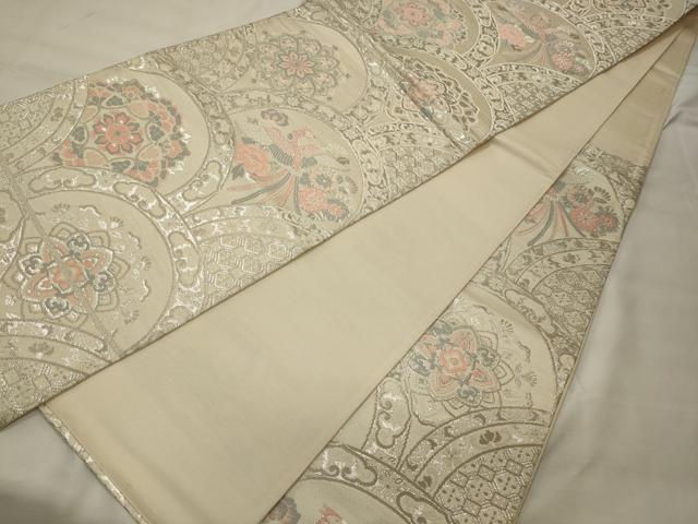 平和屋着物◎六通柄袋帯 鳳凰正倉院花文 銀糸 正絹 逸品 CABG5998oy