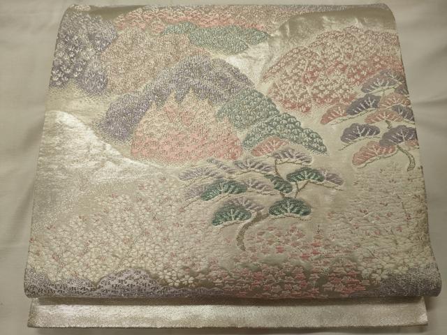 平和屋着物◎六通柄袋帯 大原乃里 銀糸 正絹 逸品 CABG6000oy