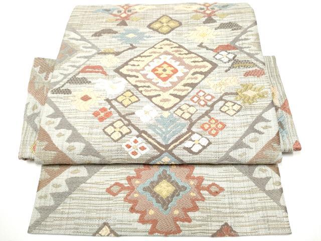 平和屋着物●つけ帯 唐織 動物花文 金糸 正絹 逸品 CABG6009hy