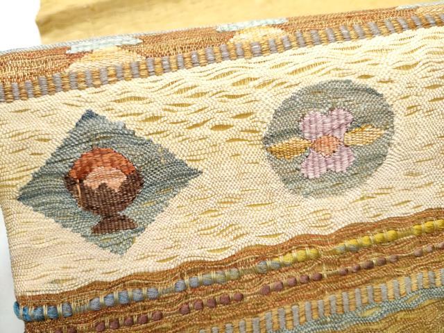 平和屋着物▽つけ帯 スリーシーズン 春夏秋 すくい織 横段花文 正絹 逸品 CABG6010hy