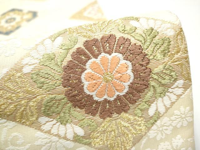 平和屋着物●西陣 創喜庵謹製 六通柄袋帯 唐織 菱花唐草文 金糸 証紙付き 正絹 逸品 CABG6016hy