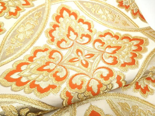 平和屋着物●西陣 川島織物 六通柄 本袋帯 七宝花文 金糸 正絹 逸品 CABG6019hy
