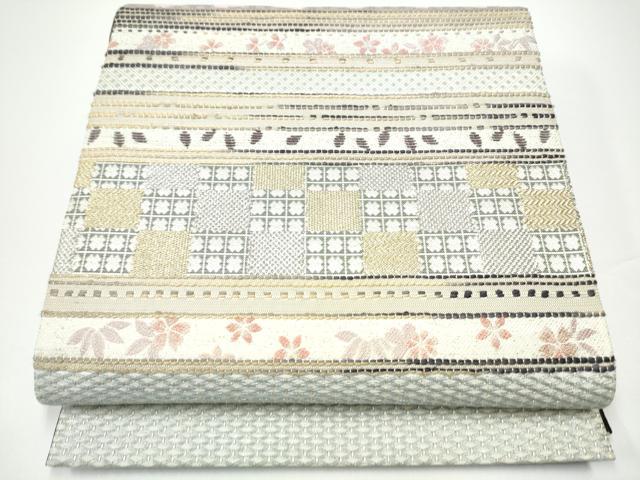 平和屋着物●両面 全通柄袋帯 横段花文 やまと誂製 正絹 逸品 CABG6024hy