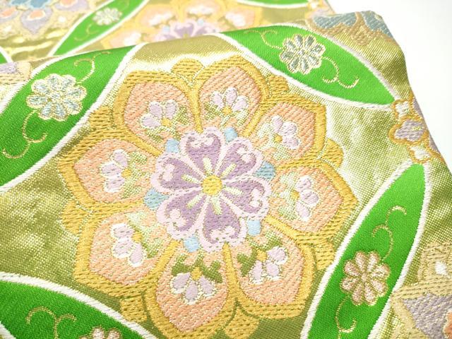 平和屋着物●唐織・西陣の老舗・名門・藤原織物 六通柄袋帯 七宝花文 本金箔 正絹 逸品 CABG6029hy