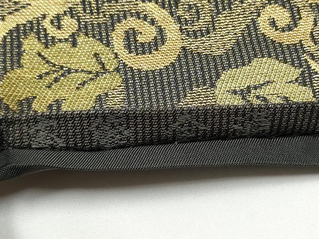 平和屋着物●全通柄 本袋帯 葡萄蔦の葉文 金糸 正絹 逸品 CABG6033hy