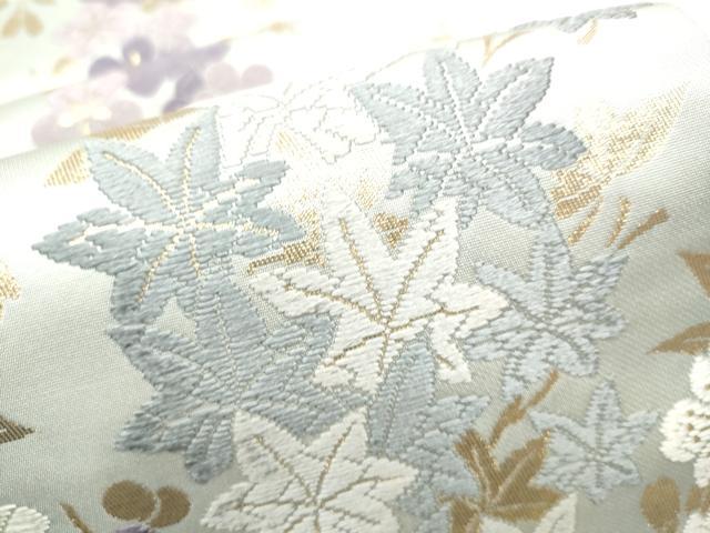 平和屋着物●六通柄袋帯 唐織 草花文 金糸 正絹 逸品 CABG6044hy