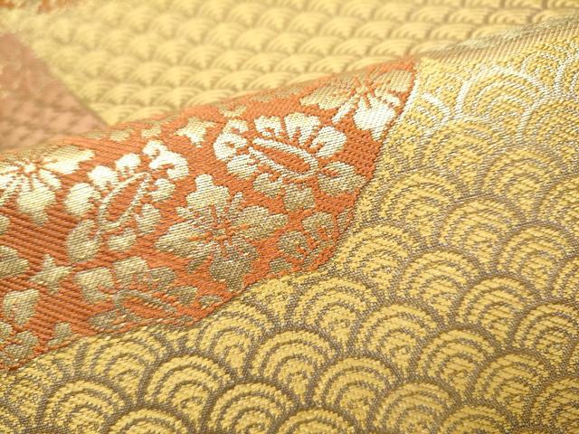 平和屋着物●西陣 川島織物 六通柄 本袋帯 切嵌更紗花文 金糸 正絹 逸品 CABG6049hy