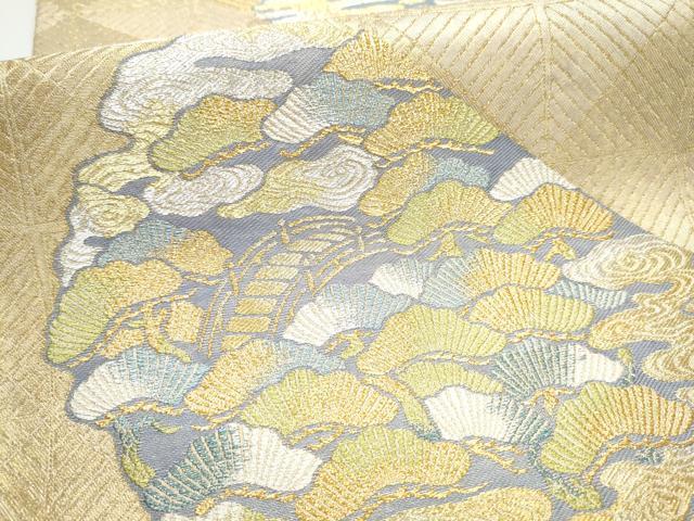 平和屋着物●西陣 川島織物 六通柄 本袋帯 渡橋浜松文 金銀糸 正絹 逸品 CABG6055hy
