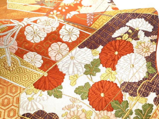 平和屋着物●西陣 河合美術織物謹製 六通柄袋帯 唐織 文箱花文 金糸 正絹 逸品 CABG6058hy