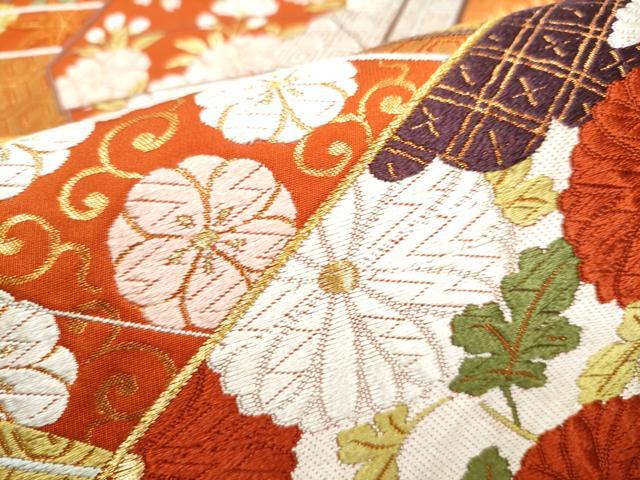 平和屋着物●西陣 河合美術織物謹製 六通柄袋帯 唐織 文箱花文 金糸 正絹 逸品 CABG6058hy