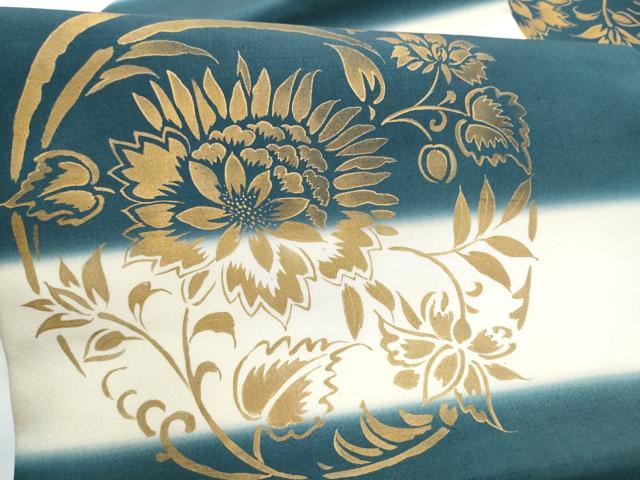 平和屋着物●九寸名古屋帯 手描き 草花丸文 金彩 正絹 逸品 CABG6083hy