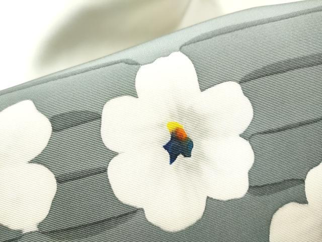 平和屋着物●塩瀬 九寸名古屋帯 作家物 ろうけつ染 舞花文 正絹 逸品 CABG6088hy