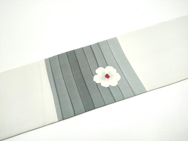 平和屋着物●塩瀬 九寸名古屋帯 作家物 ろうけつ染 舞花文 正絹 逸品 CABG6088hy