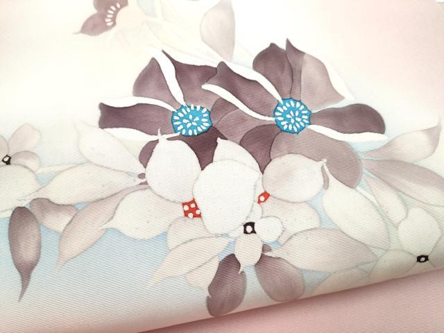 平和屋着物●塩瀬 九寸名古屋帯 ろうけつ染 舞花文 正絹 逸品 CABG6090hy