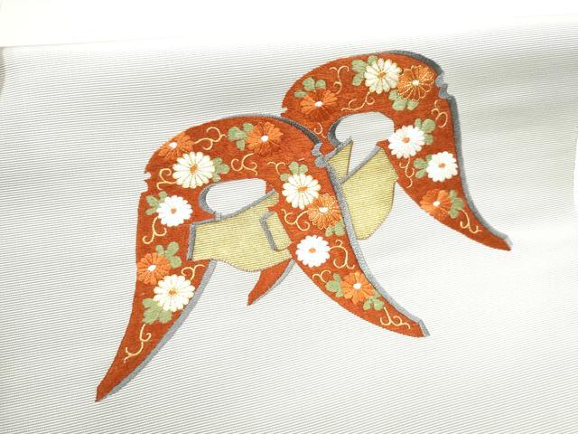 平和屋着物●人間国宝 甲田綏郎 精好仙台平 八寸名古屋帯 駒刺繍 器物文 金彩 正絹 逸品 CABG6092hy