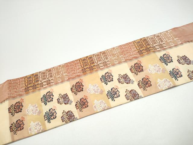 平和屋着物●九寸名古屋帯 唐織 草花文 正絹 逸品 CABG6096hy