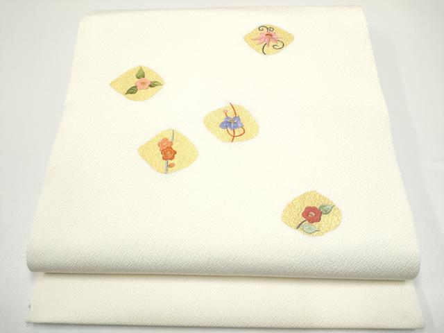 平和屋着物●中国三大刺繍 九寸開き名古屋帯 舞花文 金彩 正絹 逸品 CABG6113hy