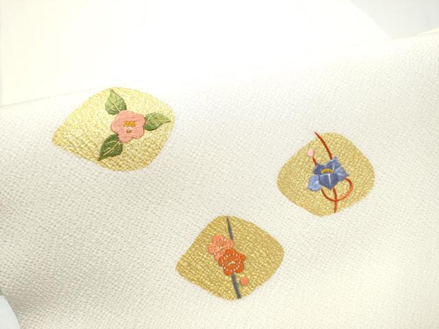 平和屋着物●中国三大刺繍 九寸開き名古屋帯 舞花文 金彩 正絹 逸品 CABG6113hy