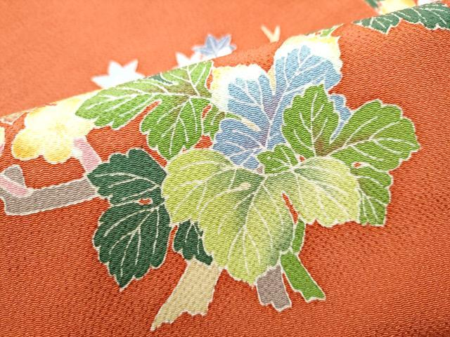 平和屋着物●本加賀友禅作家 鶴見保次 九寸名古屋帯 枝花文 鬼しぼ縮緬 正絹 逸品 CABG6116hy