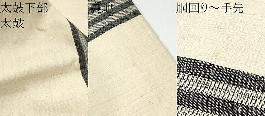 平和屋着物●全通柄 九寸名古屋帯 紬地 縞 正絹 逸品 CABG6124hy