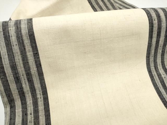 平和屋着物●全通柄 九寸名古屋帯 紬地 縞 正絹 逸品 CABG6124hy