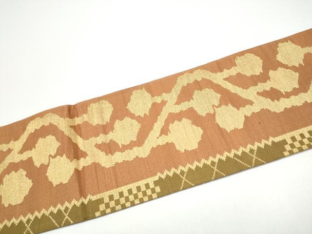 平和屋着物●全通柄 九寸名古屋帯 幾何学間道 金糸 正絹 逸品 CABG6129hy