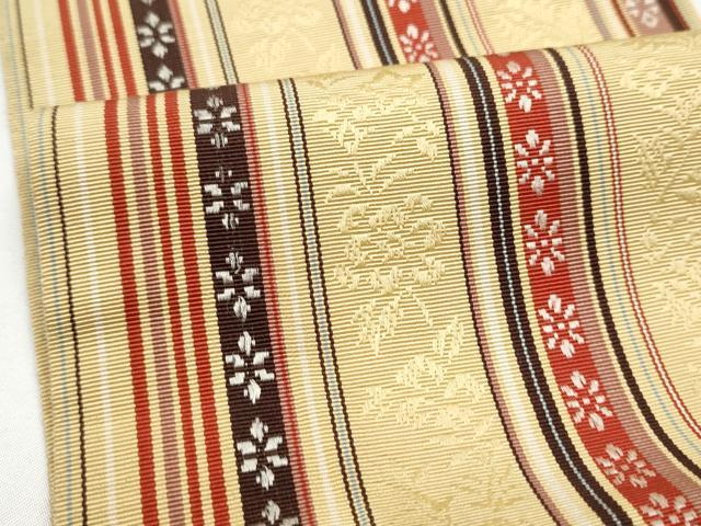 平和屋着物●本場筑前博多織 半幅帯 花間道 正絹 逸品 CABG6132hy