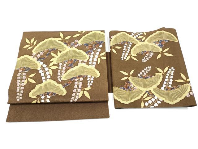 平和屋着物●つけ帯 作家物 型染め 松 金彩 鬼しぼ縮緬 ますいわ屋扱い 正絹 逸品 CABG6138hy