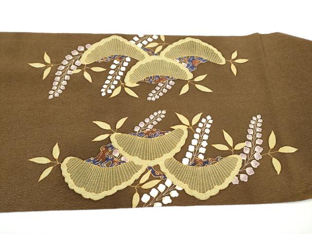 平和屋着物●つけ帯 作家物 型染め 松 金彩 鬼しぼ縮緬 ますいわ屋扱い 正絹 逸品 CABG6138hy