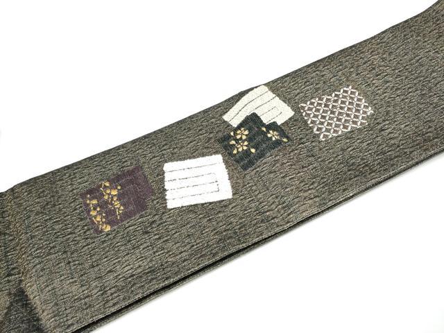 平和屋着物▽つけ帯 スリーシーズン 春夏秋 櫛織 源氏香花文 金糸 正絹 逸品 CABG6139hy