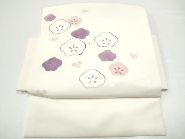平和屋着物●塩瀬 つけ帯 ろうけつ染 舞梅文 正絹 逸品 CABG6141hy