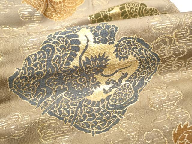 平和屋着物●アンティーク 大正ロマン つけ帯 雲龍 金糸 正絹 逸品 CABG6142hy