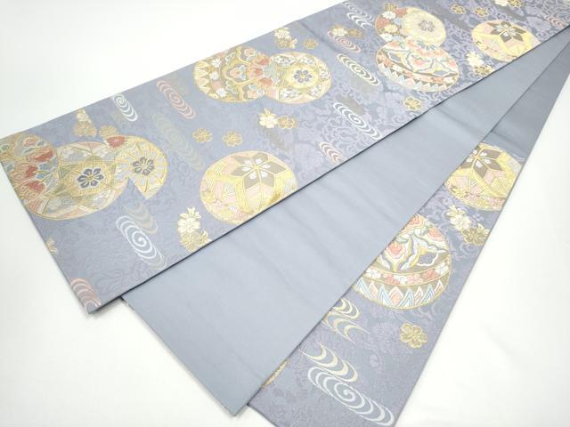 平和屋着物●六通柄袋帯 唐織 花毬文 金糸 正絹 逸品 CABG6151hy