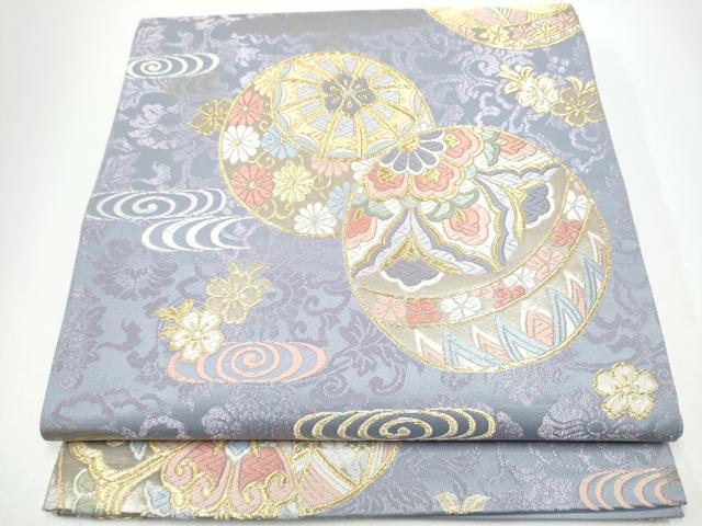 平和屋着物●六通柄袋帯 唐織 花毬文 金糸 正絹 逸品 CABG6151hy