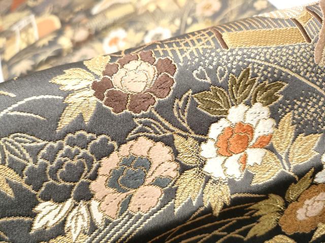 平和屋着物●田中工芸織物 祥園謹製 六通柄袋帯 唐織 風景草花文 金糸 正絹 逸品 CABG6154hy