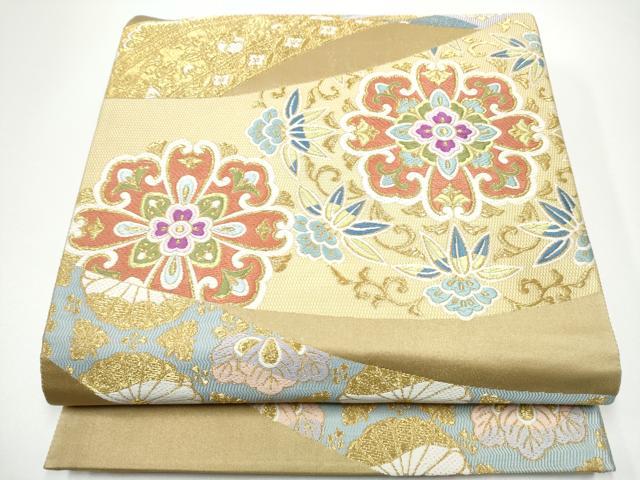 平和屋着物●六通柄袋帯 花唐草文 金糸 正絹 逸品 CABG6172hy