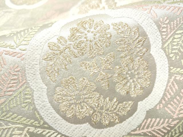 平和屋着物●六通柄袋帯 唐織 松菱地紋兵茄子六鳳鳥文様 常磐華紋 金銀糸 正絹 逸品 CABG6177hy
