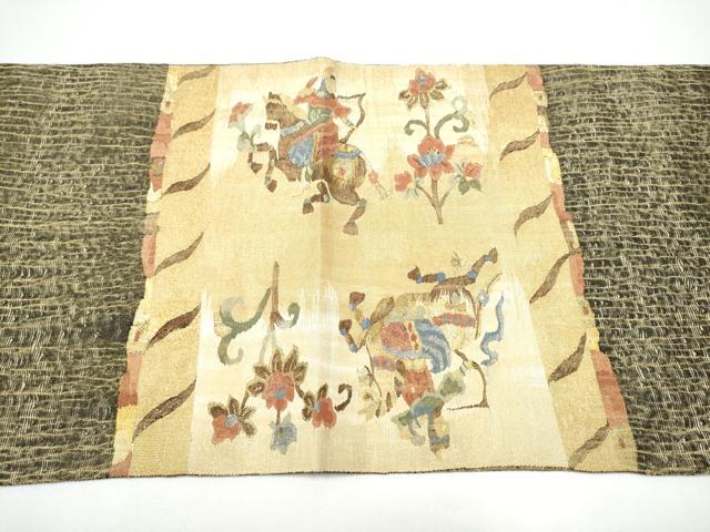 平和屋着物▽太鼓柄袋帯 スリーシーズン 春夏秋 すくい織 狩猟文 金糸 正絹 逸品 CABG6194hy