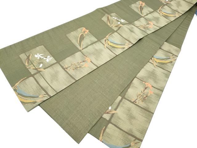 平和屋着物●六通柄袋帯 魚 成物 草花文 正絹 逸品 CABG6197hy