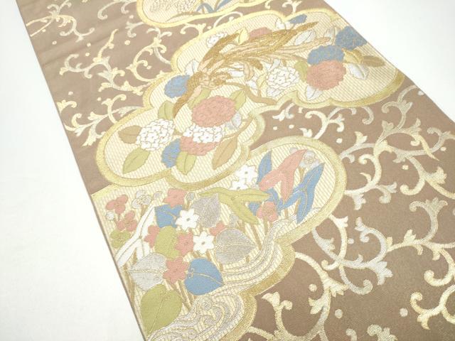 平和屋着物●西陣 川島織物 六通柄 本袋帯 雲重ね鳳凰花文 金銀糸 正絹 逸品 CABG6205hy