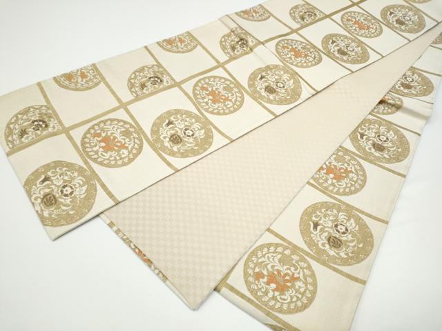 平和屋着物●全通柄袋帯 草花丸文 正絹 逸品 CABG6207hy