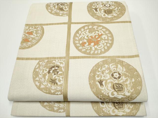 平和屋着物●全通柄袋帯 草花丸文 正絹 逸品 CABG6207hy