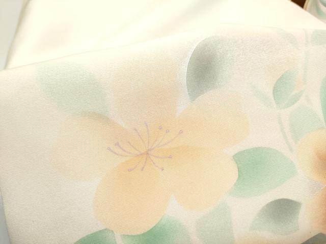 平和屋着物●塩瀬 九寸名古屋帯 枝花文 銀彩 正絹 逸品 CABG6212hy