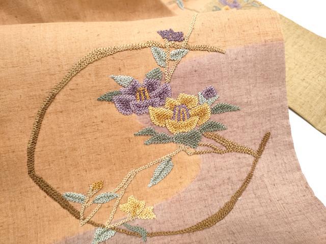 平和屋着物●中国三大刺繍 相良刺繍 総刺繍 九寸名古屋帯 枝花文 銀彩 正絹 逸品 CABG6213hy
