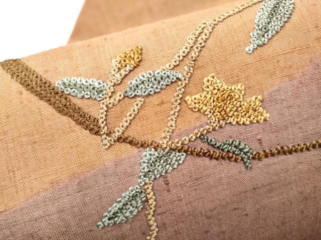 平和屋着物●中国三大刺繍 相良刺繍 総刺繍 九寸名古屋帯 枝花文 銀彩 正絹 逸品 CABG6213hy