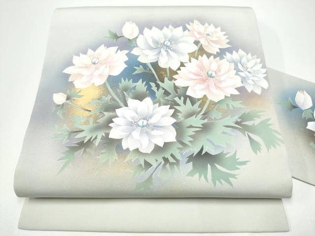 平和屋着物●九寸名古屋帯 枝花文 金彩 正絹 逸品 CABG6224hy