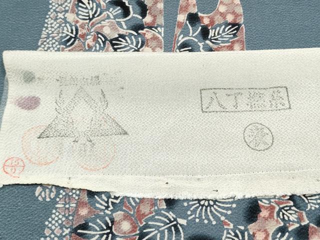 平和屋着物●九寸名古屋帯 作家物 草木手染 エ霞花文 鬼しぼ縮緬 反端付き 正絹 逸品 CABG6226hy